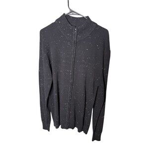 Silver Jeans Co. Black Speckled Full Zip Mock Neck Sweater Medium NWT